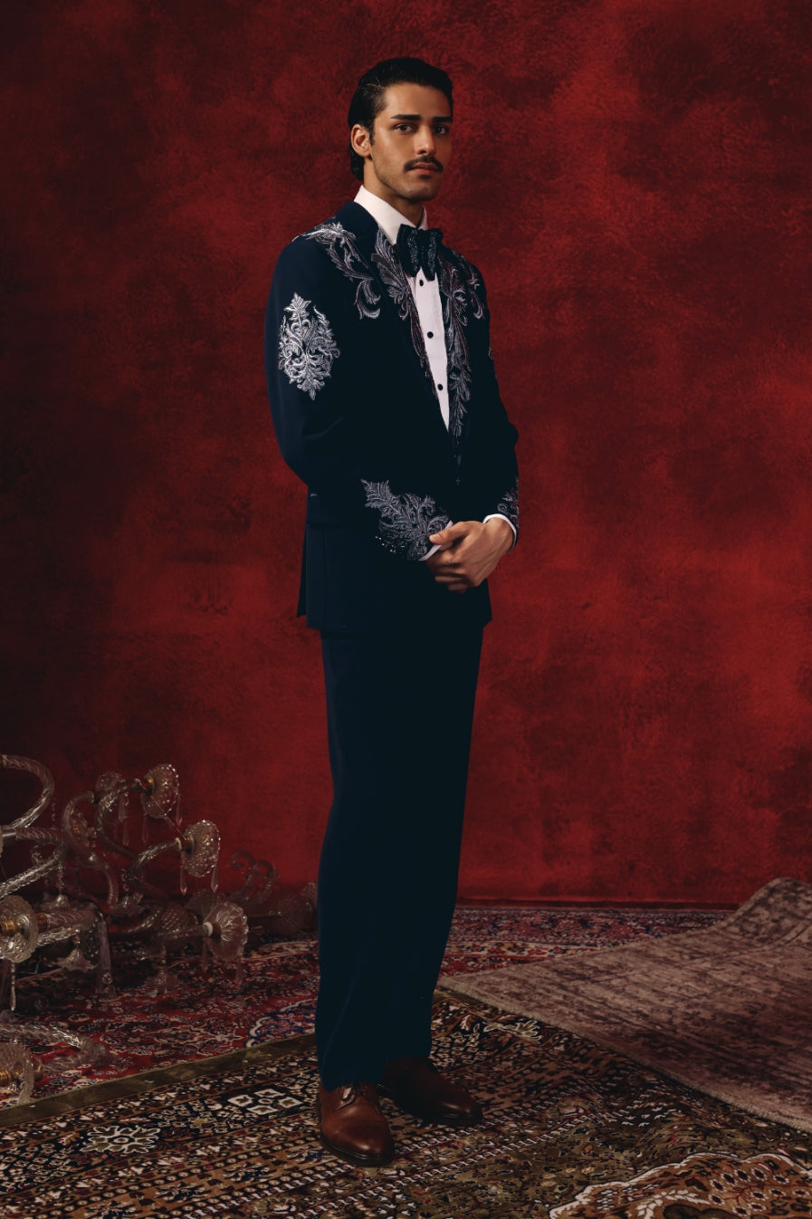 Aftab-e-Shah – Midnight Blue Embroidered Tuxedo