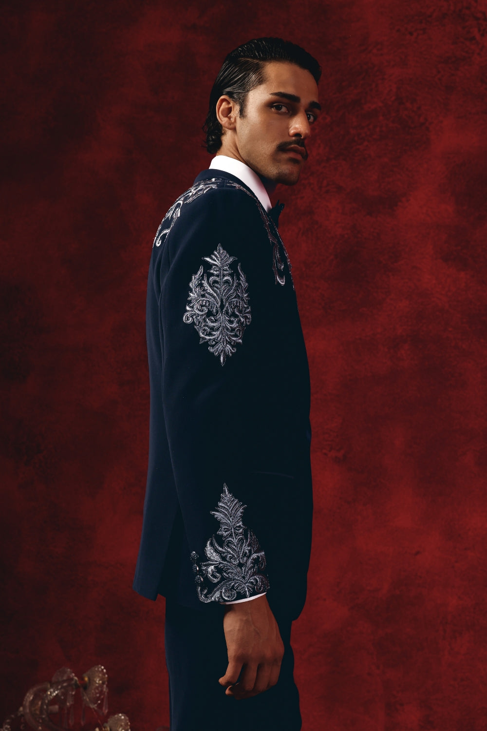Aftab-e-Shah – Midnight Blue Embroidered Tuxedo