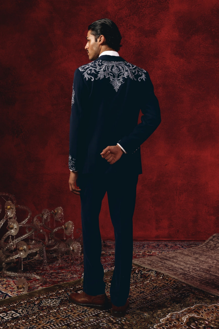 Aftab-e-Shah – Midnight Blue Embroidered Tuxedo