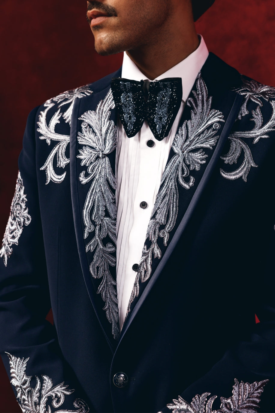 Aftab-e-Shah – Midnight Blue Embroidered Tuxedo